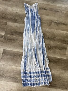 Chan Lu Blue and White Tie-Dye Maxi Dress